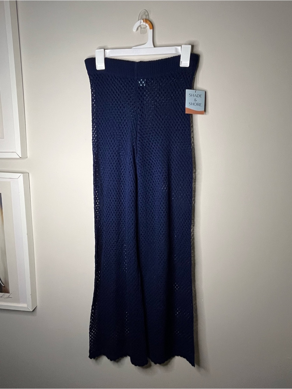 Shade & Shore Navy Open-Knit Cover Up Pants